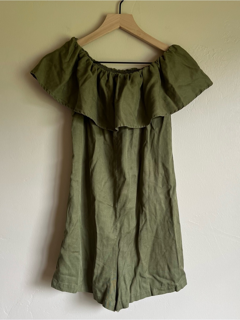 Zara Off-Shoulder Olive Green Romper